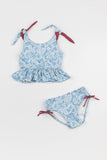 Tie-strap Tankini Set: Hawaiian Blue Floral
