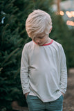 The Long Sleeve Simple Tee: Oatmeal and Faded Red