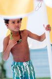 Boys Prep Swim Short: Green Stripe