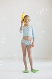 Rashguard Crop Set: Picnic Plaid in Seaside Blue