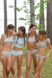Rashguard Crop Set: Picnic Plaid in Seaside Blue