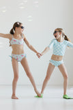 Rashguard Crop Set: Picnic Plaid in Seaside Blue
