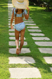 Tie Strap Bikini: Blue Hawaiian Floral or Starburst Stripe