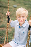 Collared Shirt: Chambray Blue Heart