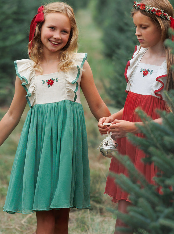 Poinsettia Dress: Spruce