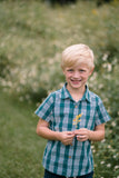 Collared Shirt: Teal Blue Plaid