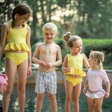 Boys Prep Swim Short: Pink Shower