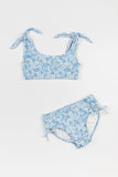 Tie Strap Bikini: Blue Hawaiian Floral or Starburst Stripe