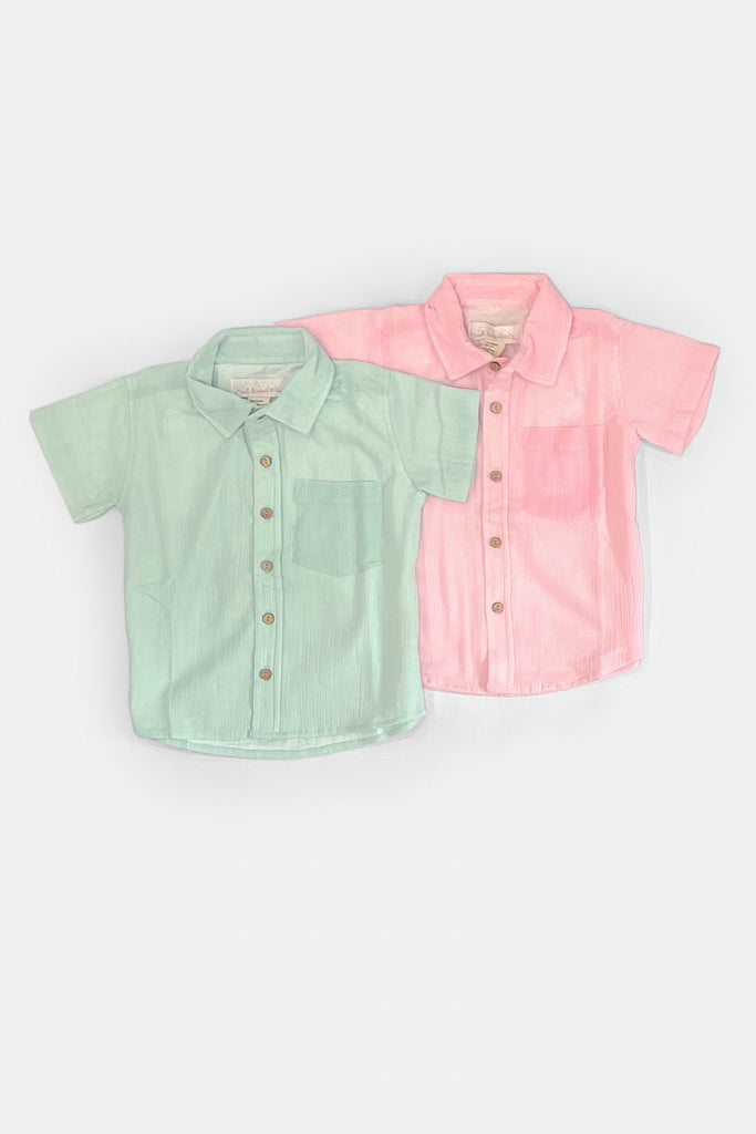 Collared Boy Shirt: Cotton Candy or Seaside