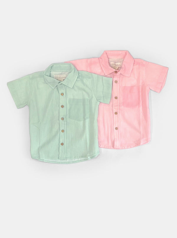 Collared Boy Shirt: Cotton Candy or Seaside