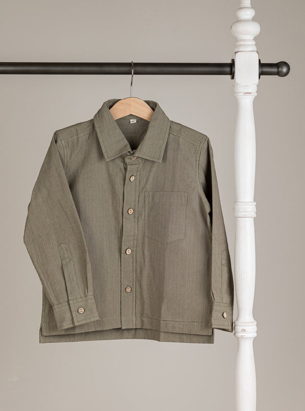 Boy Shirt: Forest Green Long Sleeve