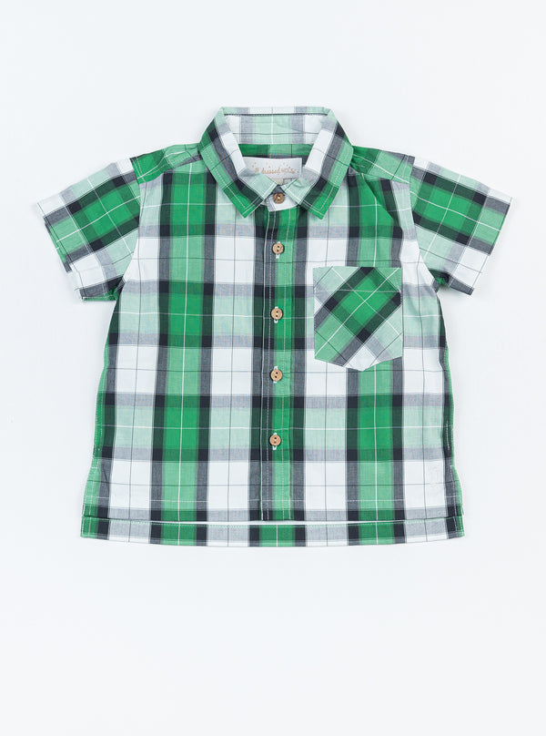 Boy Shirt: Easter Grass Green Plaid